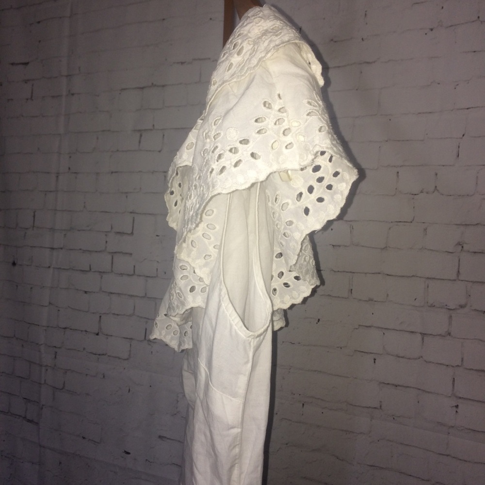 NWT White Cotton Ruffle Lace One Shoulder Blouse - Picture 3 of 6
